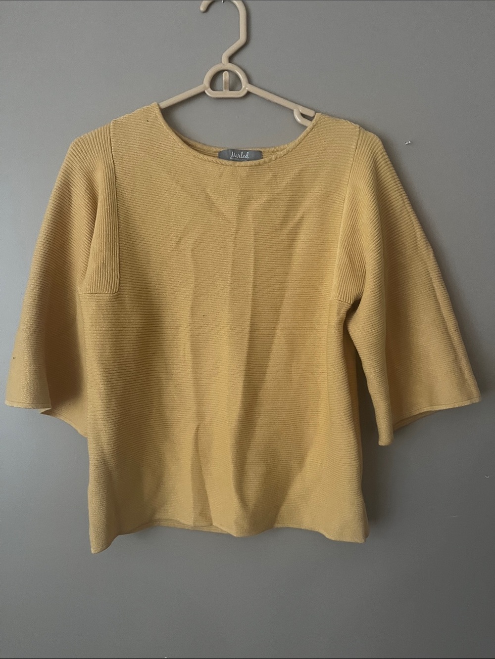 Wilt Mustard Scoop-Neck Ribbed Knit Top